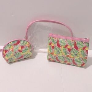 Beloved Set of Three Cosmetics Bags: One Clear and Two Watermelon Fruit Print